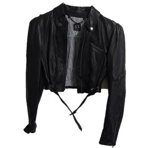 A|X Cropped Leather Jacket